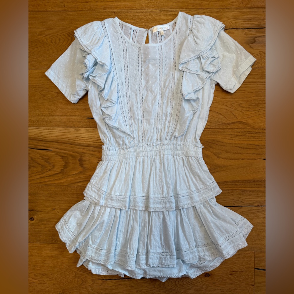 LoveShackFancy Light Blue Ruffle Mini Dress - Picture 2 of 3